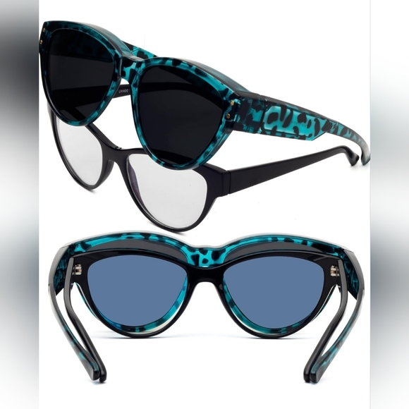 Accessories - Stylish Blue Leopard Print Sunglasses